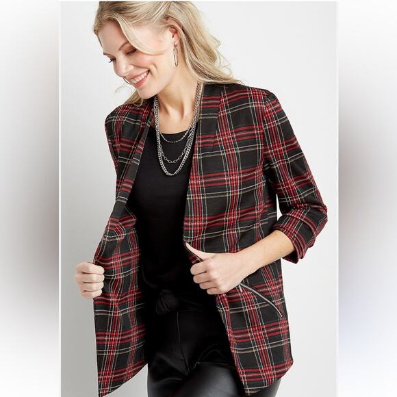 Maurices open front Plaid Blazer Size small - Picture 1 of 7